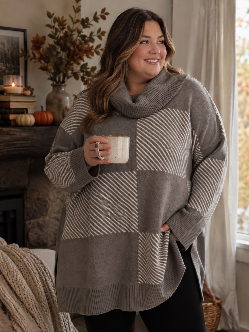 195.) Lily Morgan / Cozy Cowl Neck Sweater